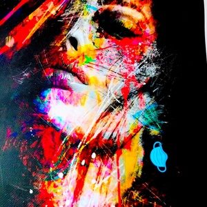 Face Mask Statement BLUE Earrings Deadstock NEW never